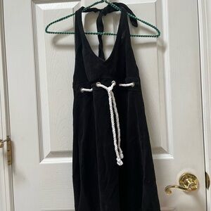 Vintage Nautica Black Halter Dress with White Rope Detail
